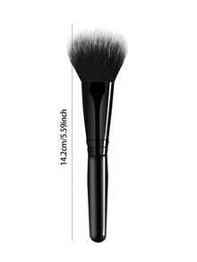 1 st sminkborste med svart handtag för ansiktspuder, kontur, bronzer och highlighter, blendingborste, bärbar sminkborste, lämplig för puder- och krämmakeup - Svart - Visa 4