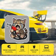 Stiker Tangki Bensin Kucing Menangis 5,5 Inci, Stiker Pintu Tangki Bensin Mobil yang Lucu, Stiker Vinyl Anak Kucing Belang, Stiker Bumper Pompa Bensin, Dekorasi Kendaraan Tahan Air, Stiker Sepeda Motor - Z - View 5
