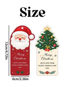 Customized Christmas Gift Tags, Cute Santa Claus & Christmas Tree Personalized Hanging Tags, Christmas Party Small Gift Decorations - Multicolor - View 6