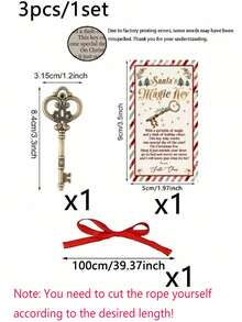 30/15/3pcs Santa Claus Magic Key Set, Vintage Metal Keys With Red Ribbon, Suitable For Traditional Decor, Christmas Party Gifts, Christmas Tree Decorations And Garden Decor - One Size Fits All - View 11