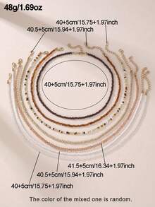 NAIZHU 7pcs/Set Children's Bohemian Seed Bead Necklace Set, Suitable For Daily Wear And Vacation Accessories, Random Color - Brown - View 5