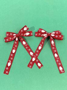 2pcs Festive Atmosphere Double Layer Bow Hair Clips, Theme Party Gathering Photography Dating Outing Outfit Styling Head Accessory - Multicolor - View 2