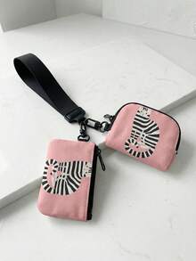1pc Cartoon Cat Print 2-In-1 Wristlet Coin Purse, Key & Earphone Pouch, Lipstick & Card Holder, For All-In-One Storage Of Small Miscellaneous Items - Multicolor - View 13