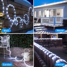Christmas Outdoor Solar Fairy Lights, 12/22/32M Transparent Soft Tube Lights, IPX4 Garden Decorative Light Strip, With 12 Flashing Modes, Light Sensor, Suitable For Holiday Fence Patio Tree Wedding Christmas Decoration - White Light - View 6