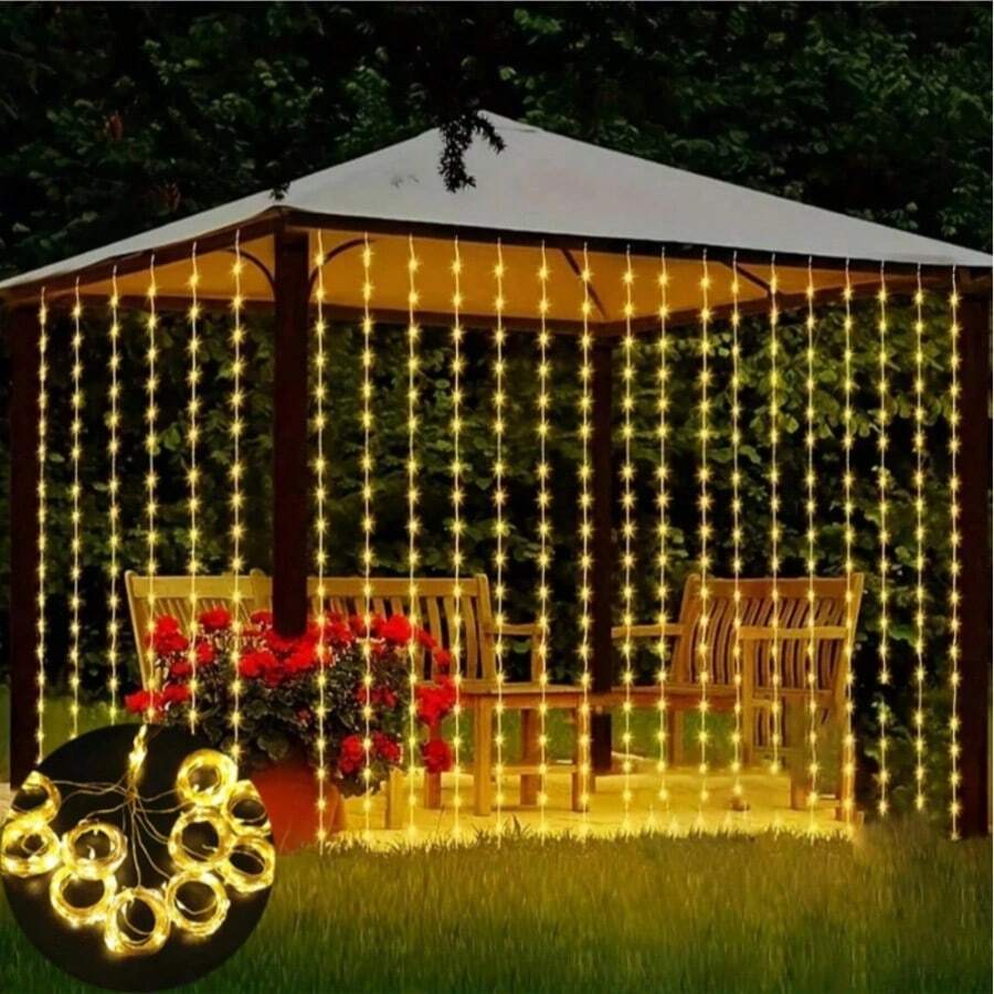 1pc LED Curtain String Lights Battery Powered Christmas Garland Festoon ...