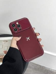 1件酒紅色飛機鏡面支架TPU手機保護殼，適用於 7 8 7Plus 8Plus X XS XR XSMAX 11 11PRO 11PROMAX 12 12PRO 12PROMAX 13 13PRO 13PROMAX 14 14PRO 14PROMAX 15 15PRO 15PLUS 15PROMAX 16 16Pro 16Plus 16Proma 17 17Air 17PRO 17PROmax 18pro 18promax - 酒紅色 - 查看 5