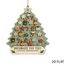 Christmas Tree Shaped Calendar Hanging Ornament, 24-Day Christmas Countdown Board, Hanging Calendar Decoration, Holiday Wall Hanging Decor, Theme Party Centerpiece - View 6