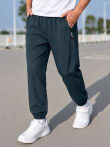 1pc Young Boy Fashion Minimalist Street Style Comfortable Versatile Casual Jogger Long Pants - Dark Grey - View 8