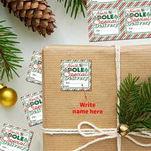 120pcs/20sheets "North Pole Special Delivery" Christmas Gift Stickers, Holiday Decoration Gift Labels, Self-Adhesive Handwriting Name Gift Sticker For Present Party Favor Gift Bags Cards Envelope - A - View 3