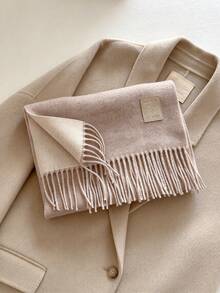 1pc Winter Unisex Wool Double-Sided Dual-Color Scarf, Fashionable Versatile Warm Scarf For Daily Wear - Multicolor - View 6