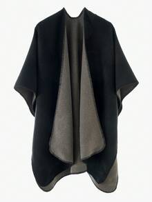 1pc Women Simple Ombre Solid Reversible "Poncho" Scarf, Casual & Warm For Outdoor, Autumn/Winter - Multicolor - View 26