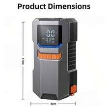 Car Jump Starter With Air Pump, Portable Car Battery Starter, 150PSI Auto Shut-Off Tire Inflator, 12V Ultra- Lithium Car Battery Jump Starter - Silver Black - View 11