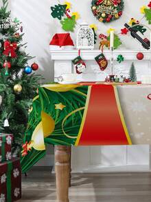 Christmas Elastic Chair Cover Polyester Tablecloth, Christmas Bell Snowflake Chair Back Cover Protective Cover Chair Cover Washable Winter Dining Room Chair Cover Suitable For Home Dining Room Living Room Kitchen Decoration 1/4/5/7pcs - Multicolor - View 6