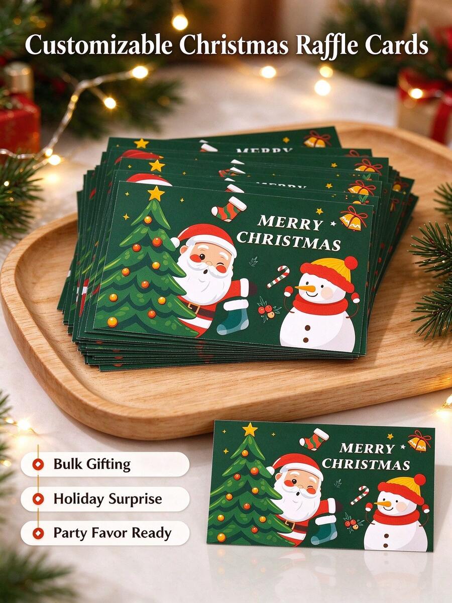 10/20pcs Christmas Scratch-Off Cards, Customizable Handwritten Prize Cards, Romantic Reward Coupons, Party Game Prizes And Raffle Cards, Custom Content Gift Vouchers, Christmas Game Cards