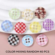 20/40/50 PCS, 1.2cm/1.25cm Round/Heart Grid Print 4-Hole Buttons, Suitable For Clothing Accessories, Dresses, Jackets, Shirts, Sweaters DIY, Dolls, Phone Cases Decoration - Checkered Print - View 41