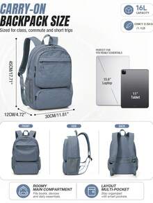 Waterproof Fabric Multifunctional Backpack, Multi-Pocket Layered Storage Large Capacity Laptop Bag, Unisex Commuter Business Travel Campus Wear-Resistant School Bag - Multicolor - View 12