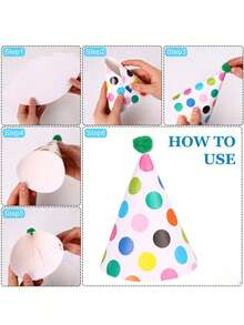 6pcs Paper Party Hats, Suitable For Theme Birthday Party Decoration, Birthday Photo Props, Party Decor, 1st Birthday Party Accessories, Party Favors, Birthday Gifts And DIY Crafts - Multicolor - View 5