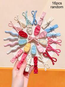 16/8/4pcs/Set Sweet Girl Macaron Polka Dot Resin Hair Clips, Multiple Styles, Sweet And Cute Hair Accessories-Suitable For Girls And Women, Daily Essential - Multicolor - View 20