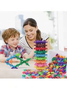 somoving 600/100/60/200pcs Solid Plastic Interlocking Building Blocks Educational Toy Set, Suitable For Preschool Children 3 Years Old And Above, Boys And Girls, Develops Fine Motor Skills And Sensory Development, Christmas And Birthday Gift - Multicolor - View 6