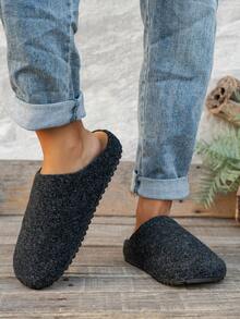 Sepatu Slip-On Kasual Retro Pria, Ujung Tertutup Setengah Belakang, Lapisan Dalam yang Dapat Dilepas, Cocok untuk Semua Musim, Hangat di Musim Dingin, Lapisan Dalam Dapat Dicuci dengan Mesin dan Tangan - Dark Grey - View 8