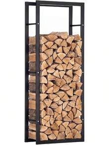 Kaminholzregal Metall Brennholzregal 60 x 25 x 150 cm Schwarz - 60 cm x 25 cm x 150 cm - Übersicht 1