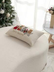 1pc Christmas Dog Embroidered Pillowcase, Suitable For Indoor Decoration, Christmas Decoration, All-Season Pillowcase, Without Insert - Multicolor - View 8