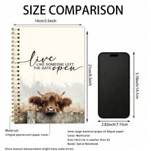 Inspirational Highland Cow Spiral Notebook, Live Like Someone Left The Gate Open, Gift For Cow Lovers, Unisex Inspirational Gift, Western Style Notebook - A - View 2