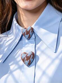 1pc/2pcs Elegant Heart-Shaped Geometric Pattern Button Set, Shirt Button Set, Clip-On Button Set, Fashionable Crystal Cufflink Set, Suitable For Tuxedo And Wedding Dress Decoration - Multicolor - View 1