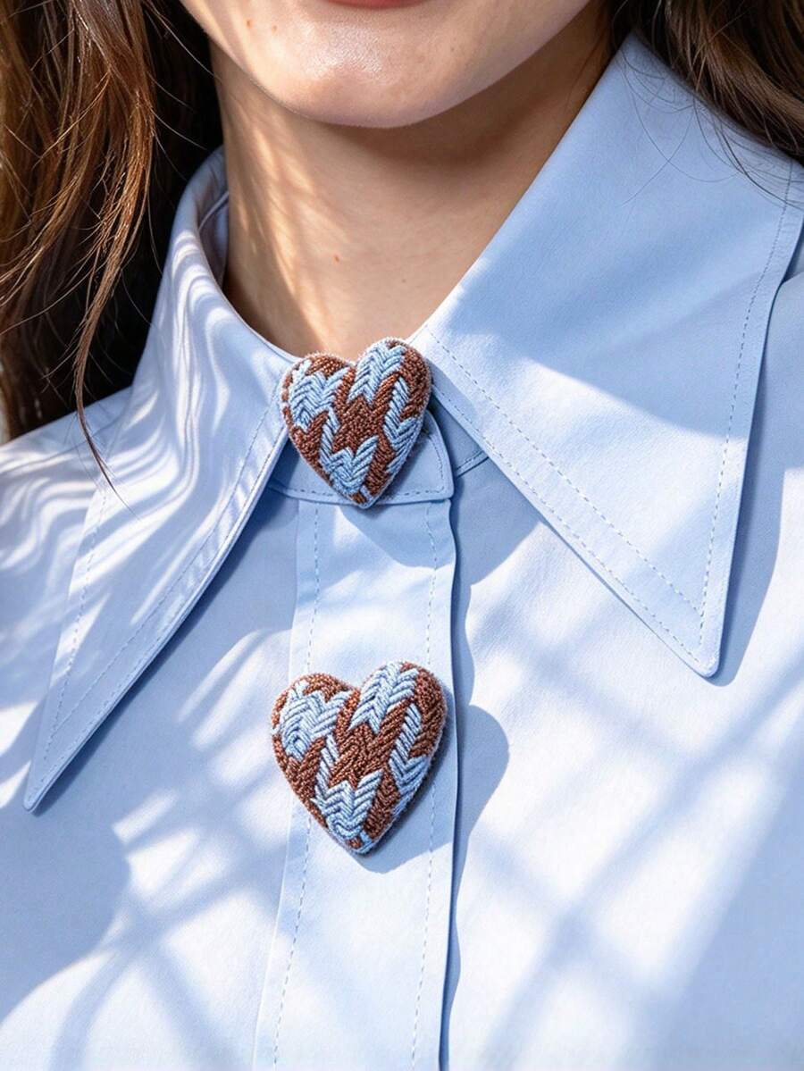 1pc/2pcs Elegant Heart-Shaped Geometric Pattern Button Set, Shirt Button Set, Clip-On Button Set, Fashionable Crystal Cufflink Set, Suitable For Tuxedo And Wedding Dress Decoration - Multicolor - View 1