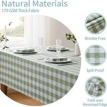 1/3pcs Light Green Plaid Tablecloth 54 X 108 Inches Disposable Rectangular Picnic Table Cover For Birthday Party, Christmas Theme Party Table Decor, Picnic Table Mat, Wedding Party Decoration - Multicolor - View 6