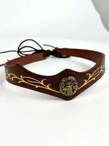 1pc Medieval Leather Vine Headband, Gold Pattern Elf Crown Headpiece, Fantasy Role Play Headwear, Renaissance Style LARP Cosplay Accessory, Women's Halloween Party Costume Prop, 3 Colors Available - TD - View 7