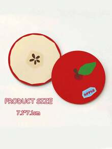 2pcs Apple-Shaped Car Cup Holder Anti-Slip Pads, Leather Material, Heat Resistant And Dirt-Proof, Universal Creative Car Interior Decoration Pads, Car Interior Decor - one-size - View 2
