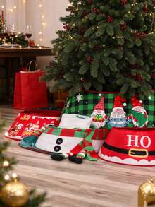 1 cái vòng cổ cây thông Noel, đế bọc chân cây bằng vải nhiều họa tiết, thay thế chân váy cây thông Noel in hình ông già Noel, gnome và yêu tinh, có thể gấp gọn và tái sử dụng, đồ trang trí Giáng sinh trong nhà - Nhiều màu - Xem 7