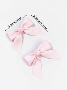 2pcs Women's Solid Color Bow Hair Clips, Suitable For Daily Wear, Wedding, Music Festival, Bow Hair Accessories - Pink - View 5