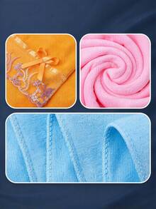 Pink Lace Edge Bath Towel Set, Daily Use Hand Towel,Face Towel,Wash Cloths,Bath Towel,Coral Fleece Soft Aborsent Quick Dry Towel,Bath Room Decoration, , Bathroom Decor - Lace Trim - Pink - View 4