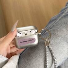 Casing Pelindung Earphone Bluetooth Berlapis Perak Kreatif Gaya Inggris, Kompatibel dengan 1/2/3/4/New 5th Gen Pro 1/2/3/4 Semua Model dengan Liontin - Krem - View 5