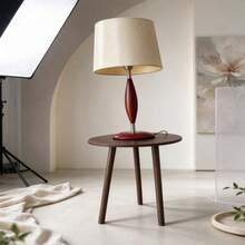 Minimalist Walnut Round Side Table, Three-Legged Sturdy Small Round Table, Compact Design, Suitable For Living Room Sofa, Bedroom Bedside, Balcony, Round Tabletop For Hands, Lightweight And Easy To Move, Can Hold Books, Vases, Lamps, Nordic Style Home Decor, Small Apartment Multi-Functional Simple Coffee Table - Redwood - View 4