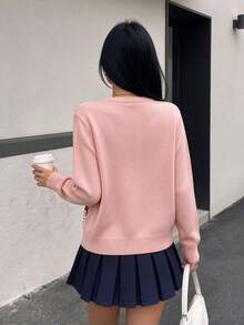 Suéter navideño de cuello redondo francesas suave elegante para mujer casual de Navidad - Rosa - Ver 6