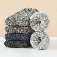 1/5 Pairs Men Thermal Socks Winter Warm Thick Crew Socks Knitted Terry Soft Solid Socks For Cold Weather Hiking - Multicolor - View 7