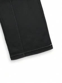 Spring/Autumn American Deconstructed Contrast Stitch Wide Leg Sweatpants Loose Drapey Floor-Length Casual Sports Long Pants - Black - View 8