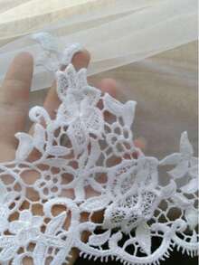 1pc Double Layer Lace Applique Bridal Veil, Women's Wedding Accessory, White/Beige, Autumn Women's Clothing - Multicolor - View 2