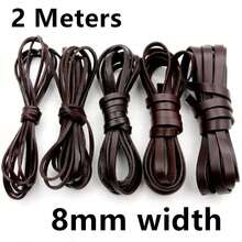 2Meters Genuine Cow Leather Round/Flat Strand Thong Cord DIY Bracelet Findings Rope String Jewelry Making Accessories - Coffee Brown - View 7