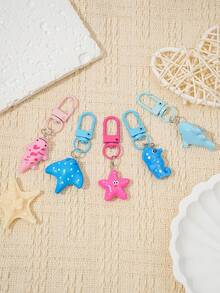 Cute Mini Resin Ocean Animal Keychain Pendant, Adorable Marine Creature Quick-Clip Bag Charm, Suitable For Keys And Backpack Decoration - Multi-color - View 4