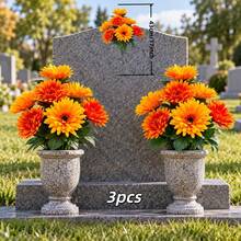 Autumn Orange Artificial African Daisy, Realistic Plastic Flowers, Suitable For Home Garden, Wedding, Cemetery Decoration, Thanksgiving Decor - Orange - View 14