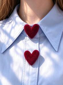 1pc/2pcs Elegant Suede Heart Geometric Pattern Button Set, Suitable For Tuxedo And Wedding Dress Decoration - Burgundy - View 2