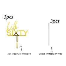 3pcs/1pc Acrylic Gold "Hello 30 40 50 60" Birthday Cake Topper, Birthday Anniversary Party Decorations - Multicolor - View 16