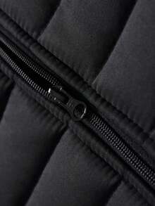 1pc Men's Autumn/Winter Stand Collar Quilted Cotton Jacket, Thick Padded Lightweight Warm Coat, Suitable For Daily Versatile Work Commute - Black - View 6