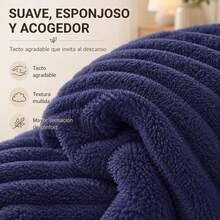 Juego de Edredón Sherpa Reversible con Textura Acanalada 3D y Fundas de Almohada, Suave, Cálido y Mullido, Ropa de Cama de Invierno para Dormitorio - Morado - Ver 5