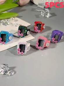 Customized New 3-Flower Colorful Rhinestone Ring Counter, Electronic Prayer Beads Finger Ring, Digital Prayer Ring Counter, Portable Digital Ring Counter, Stress Relief Hand-Press Counter For Business Use, Prayer Counting, Holiday Gift, Compact And Space-Saving - Multicolor - View 15