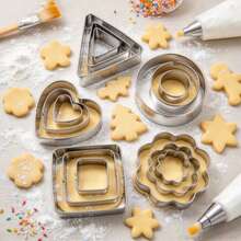 15pcs Mini Stainless Steel Cookie Cutters, Kitchen Baking Tools, Includes Round, Flower, Triangle, Heart, Square Shapes, For Making Mini Cookies, Vegetables, Fruits, Suitable For Christmas Pastry Decoration, Christmas Gift - View 6